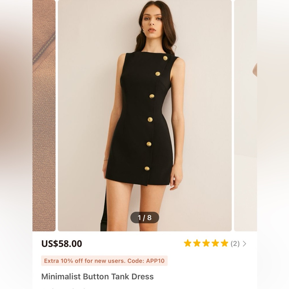 Commense minimalist button tank dress